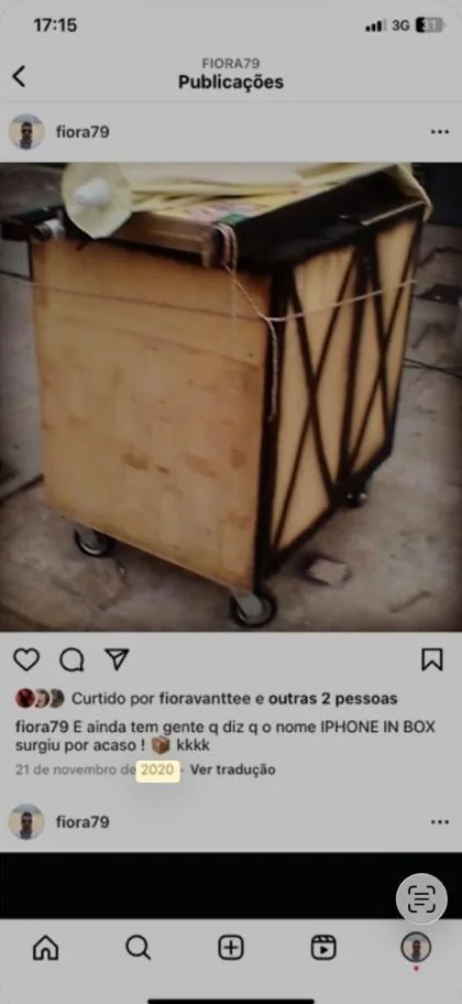 Registro histórico da caixa feito pelo proprietário